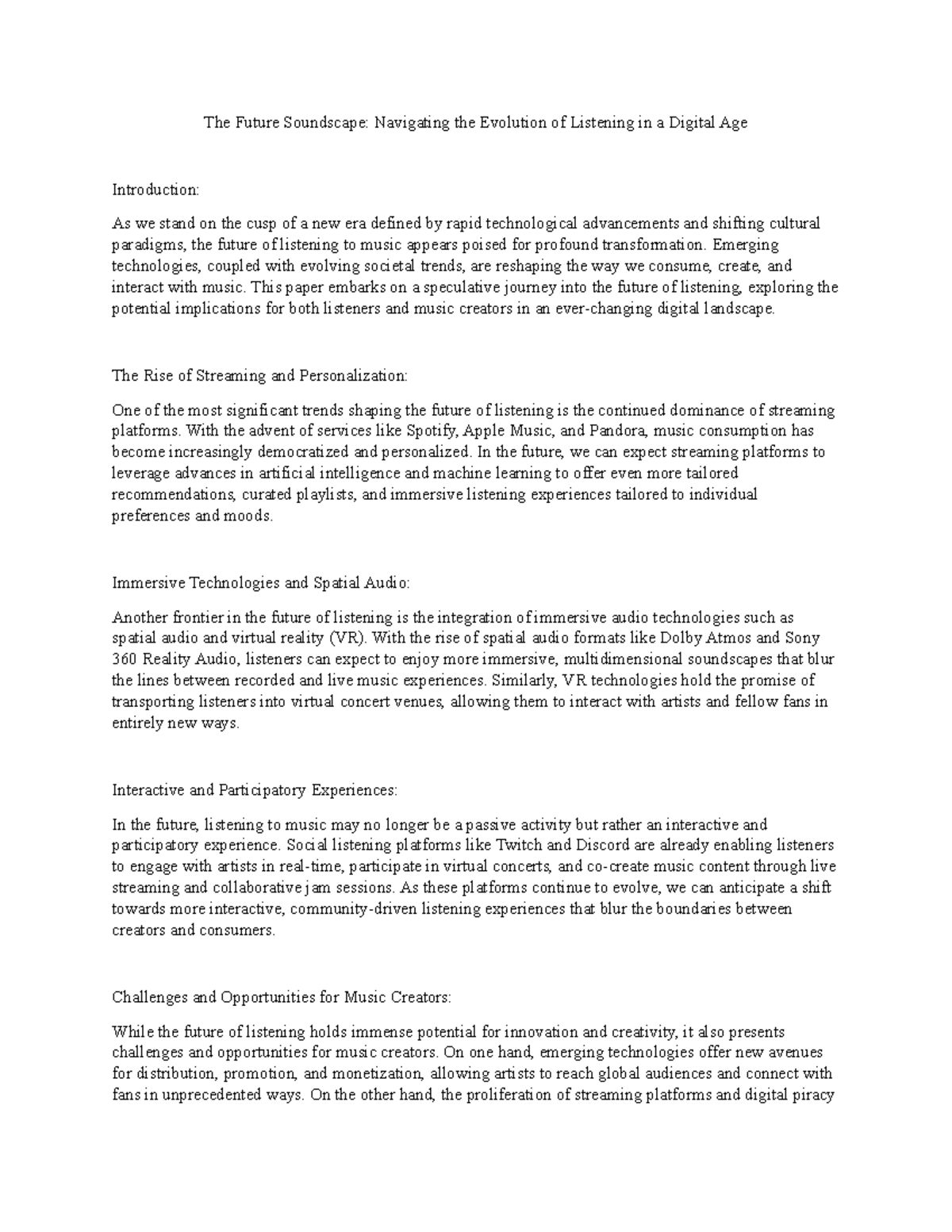 Paper 3 The Future Soundscape Navigating the Evolution of Listening in 