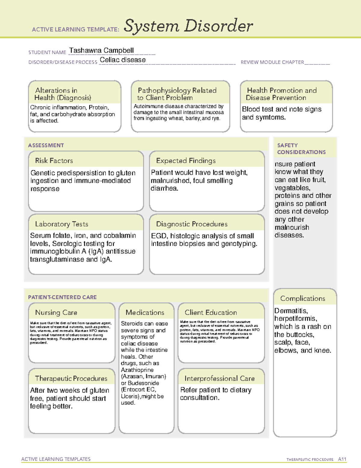 Celiac disease - ACTIVE LEARNING TEMPLATES THERAPEUTIC PROCEDURE A ...