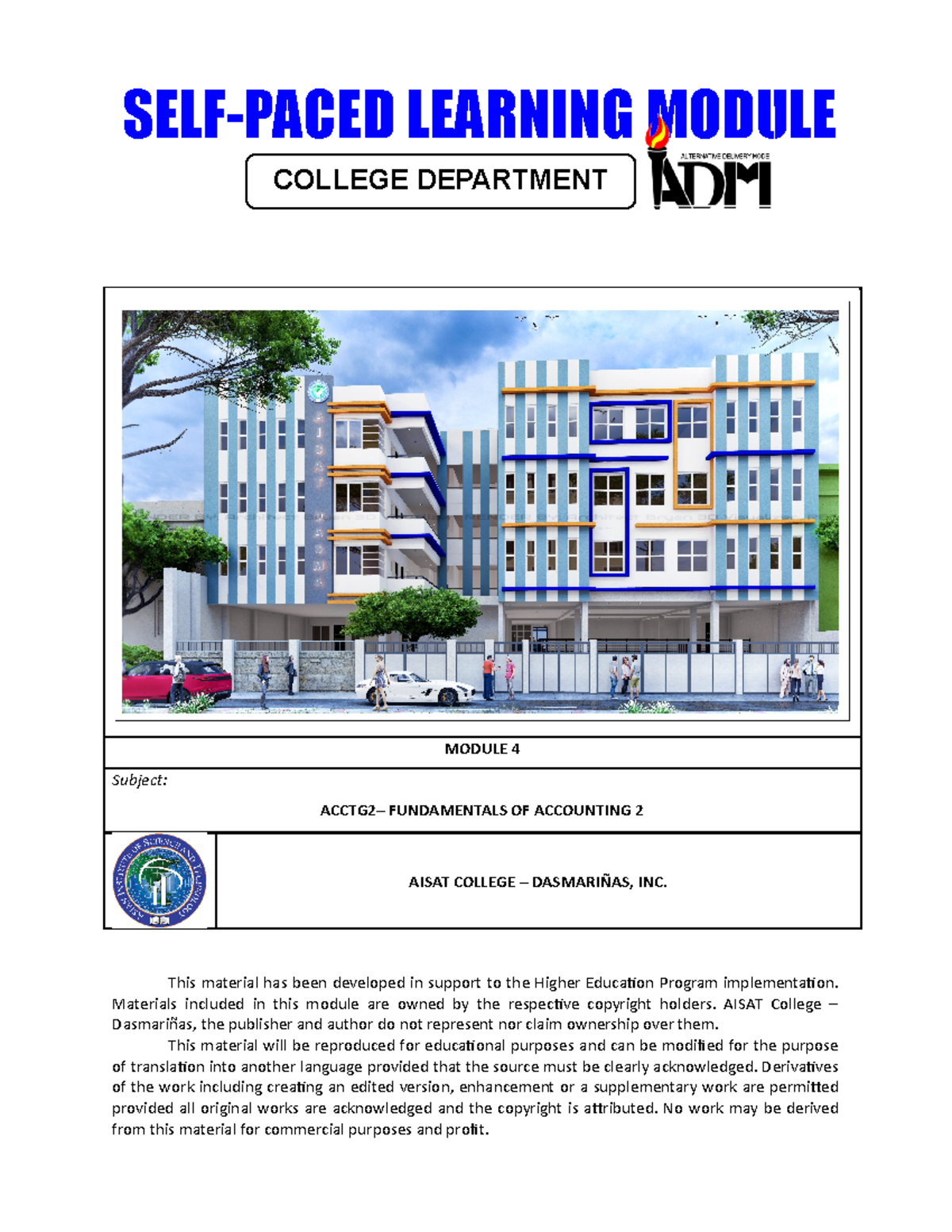 MSE Module-4 Acctg 2 - Lecture notes 56 - SELF-PACED LEARNING MODULE ...