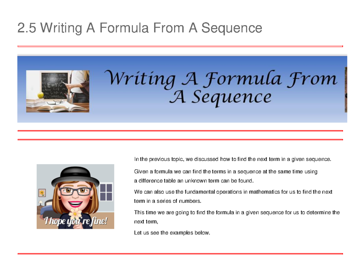 GEC 004-2.5 Writing A Formula From A Sequence - Computer Programming ...