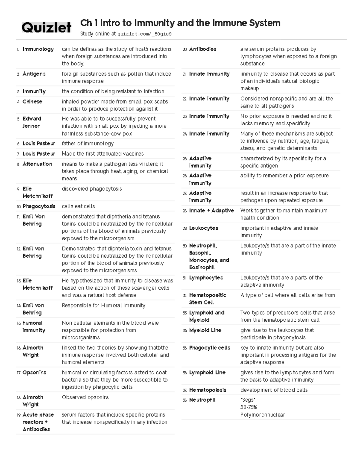 Innate Immunity pt.2 (Stevens) - Immunology can be defines as the study ...