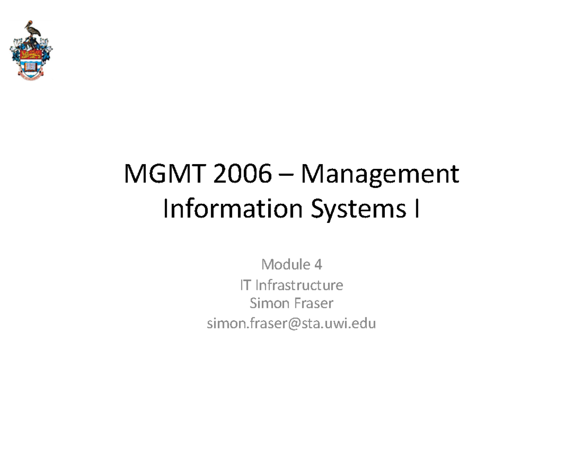 Mgmt 2006 module 4 - mcq - MGMT 2006 – Management Information Systems I ...