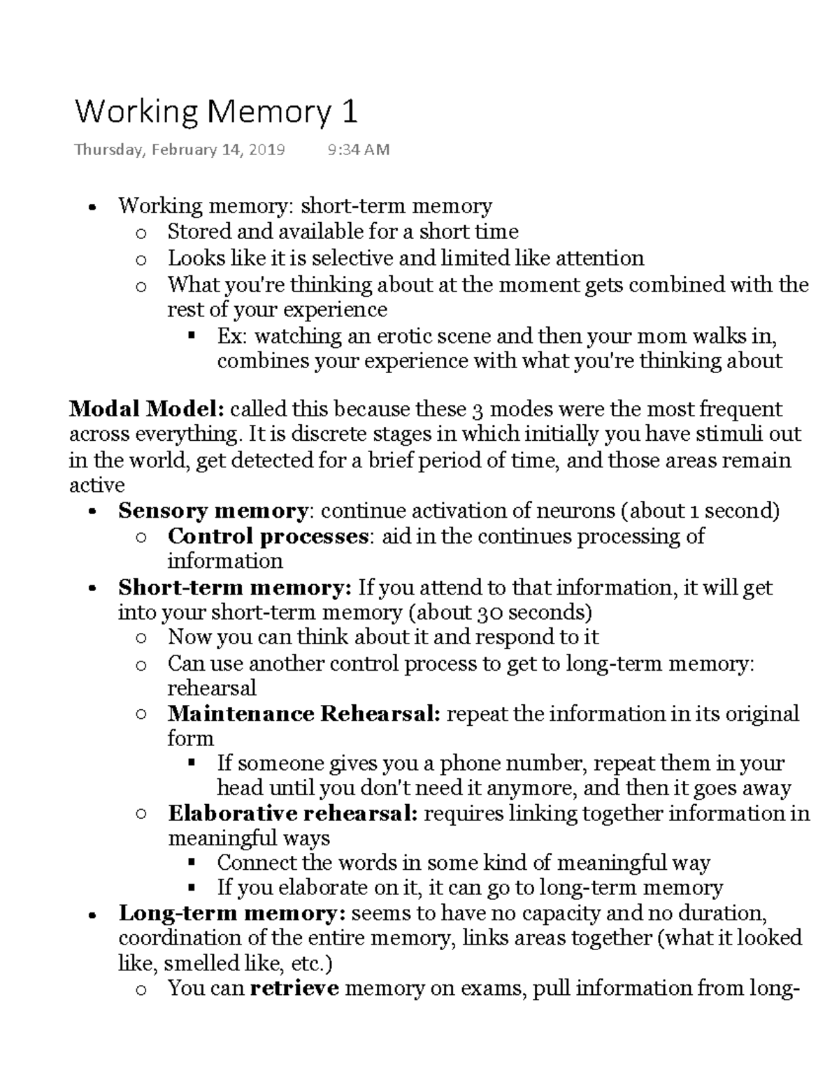 Working Memory 1 - Lecture notes 6 - Warning: TT: undefined function ...