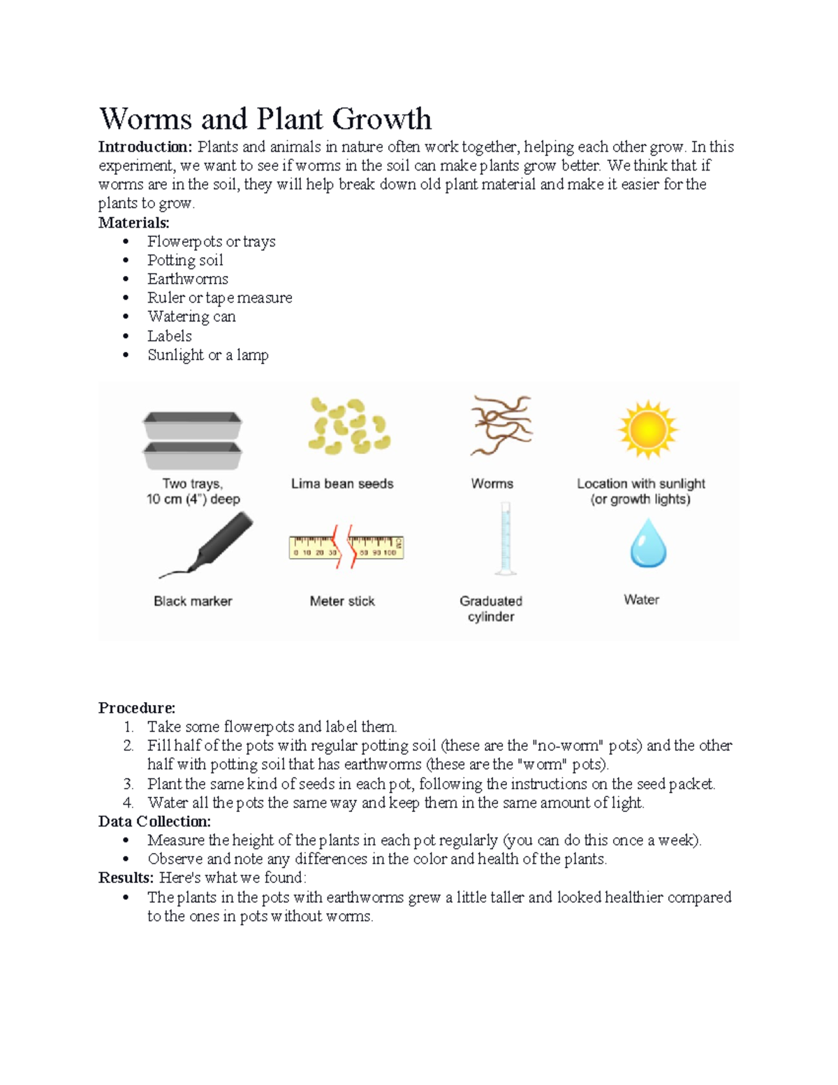 Worms and Plant Growth - Worms and Plant Growth Introduction: Plants ...