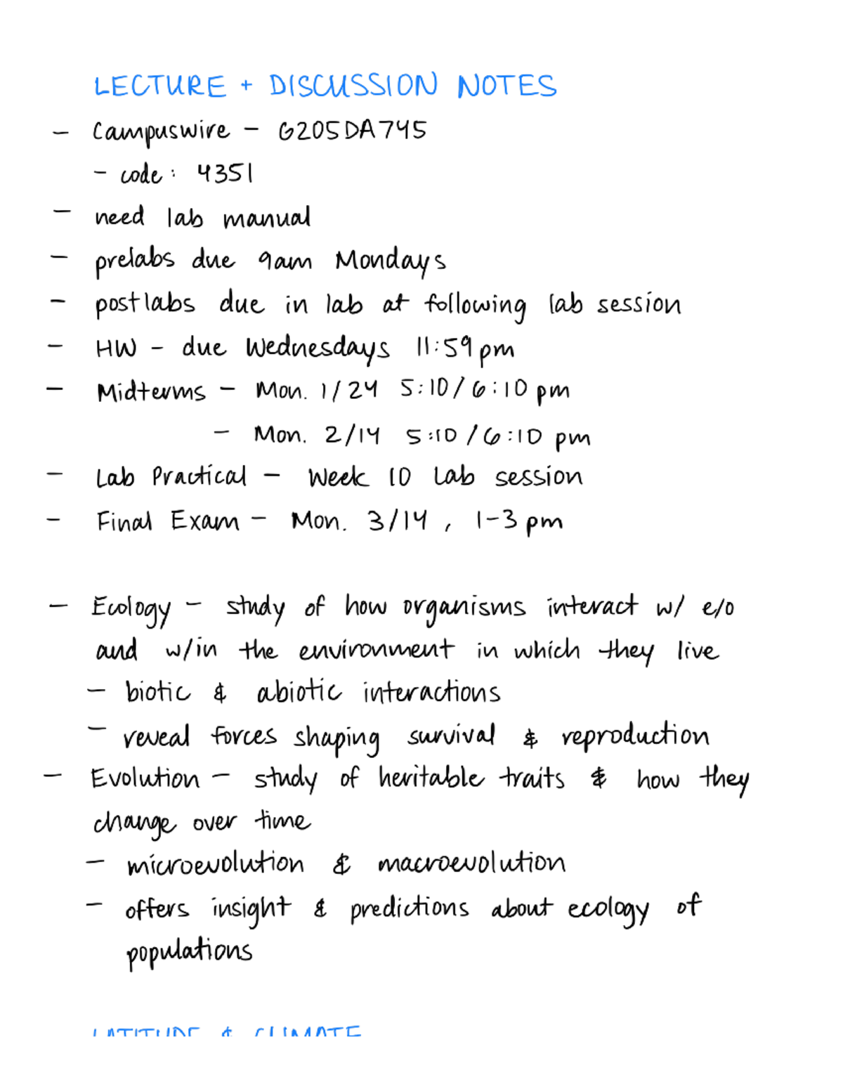 BIS 2B Lecture Notes (for Midterm 1) - LECTURE DISCUSSION NOTES ...