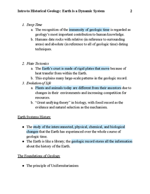 Chapter 1 Notes Part 1 - Earth Through Time Chapter 1 Notes 1 Key ...