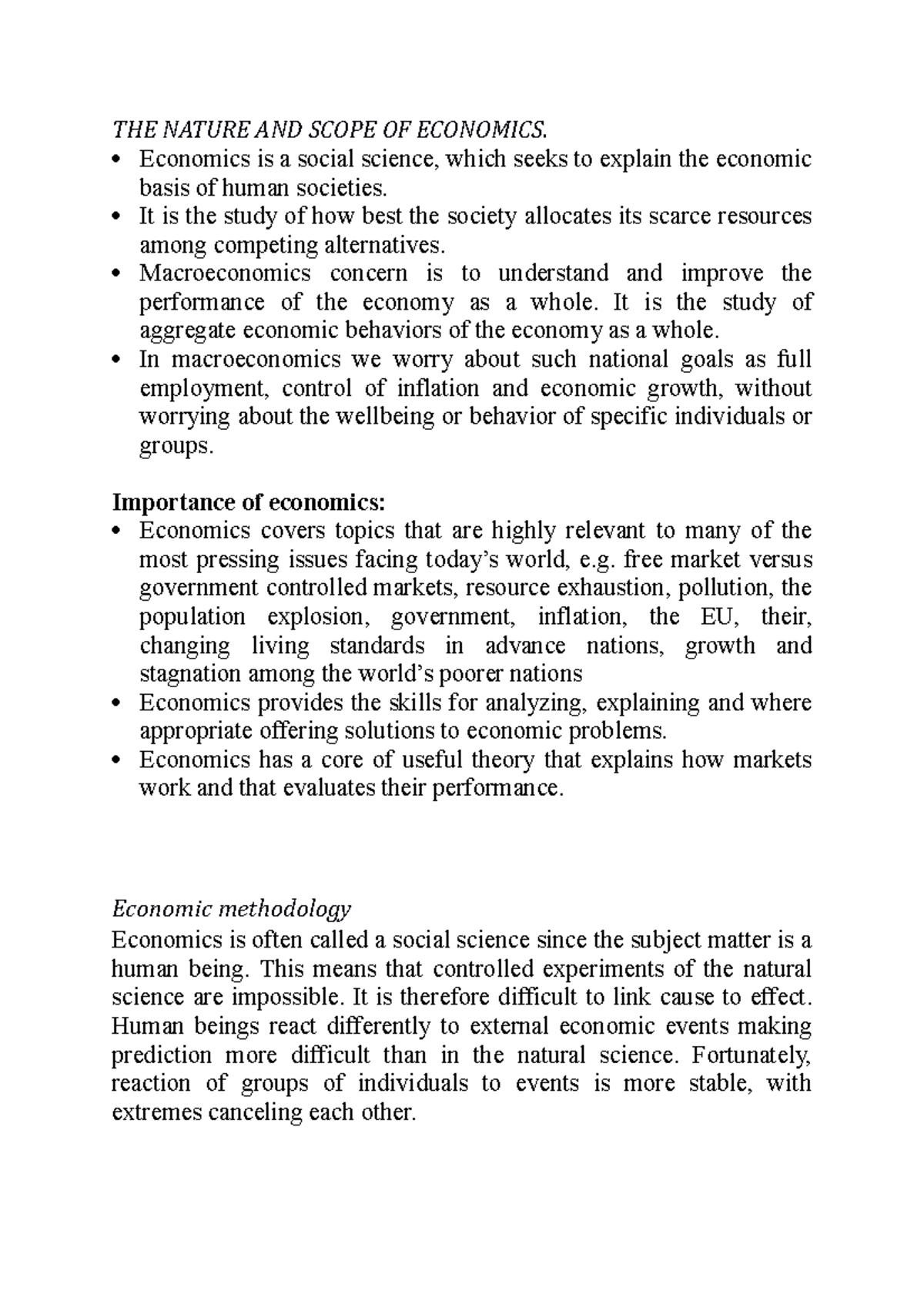 assignment scope of economics