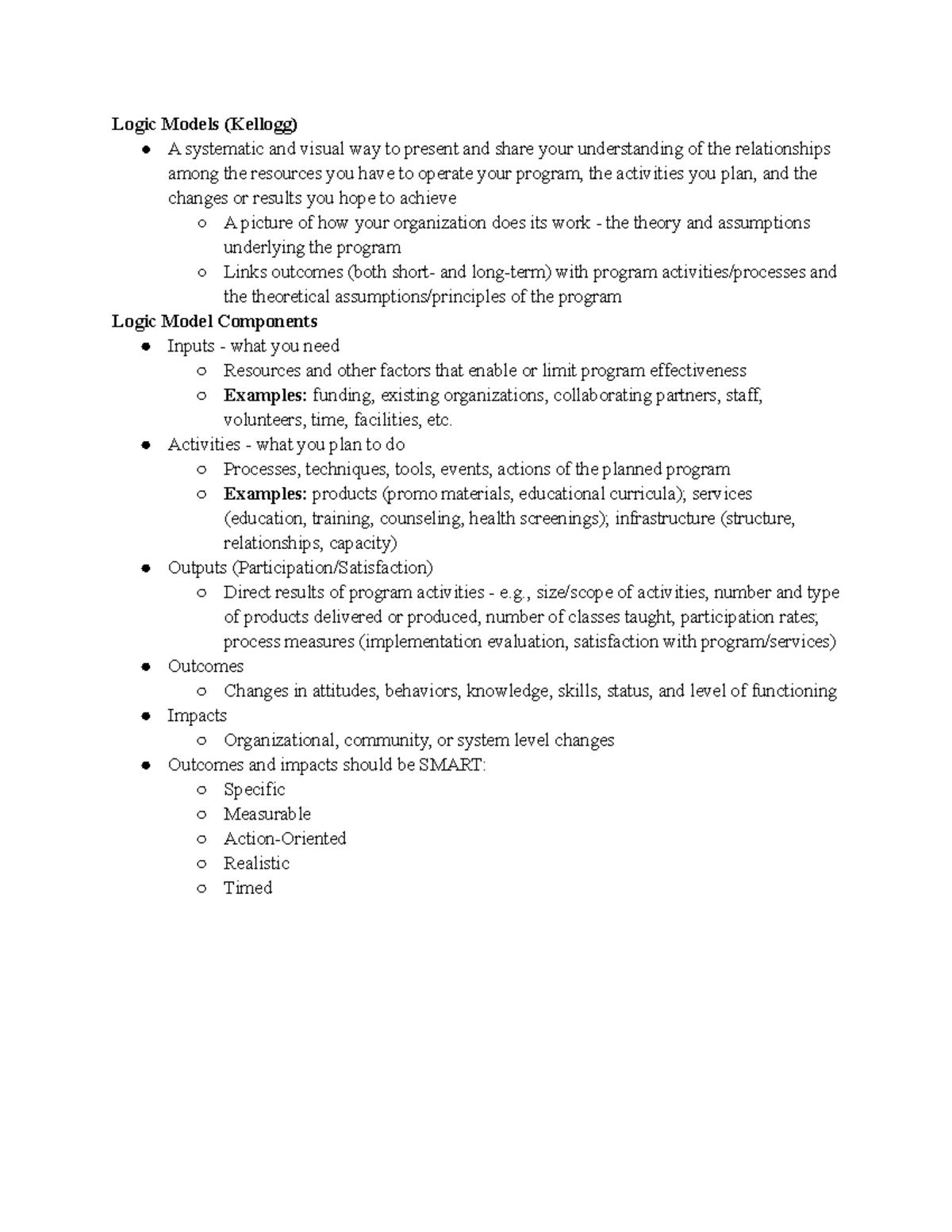 Logic Model - Powerpoint slides - Logic Models (Kellogg) A systematic ...