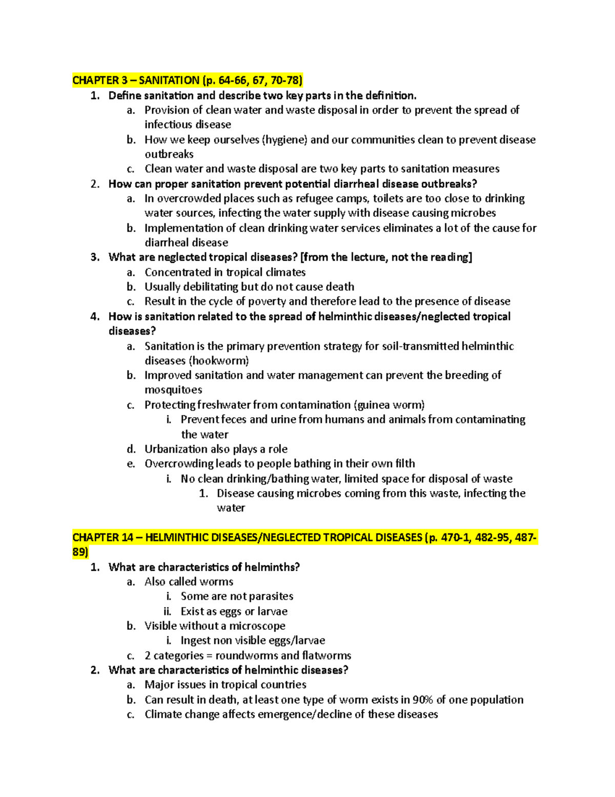 Chapter 8 Reading Questions CHAPTER 3 SANITATION (p. 67, 1. Define