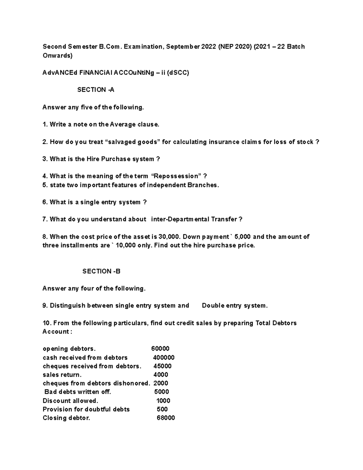 Advanced Financial Accounting-II (DSCC) - Second Semester B ...