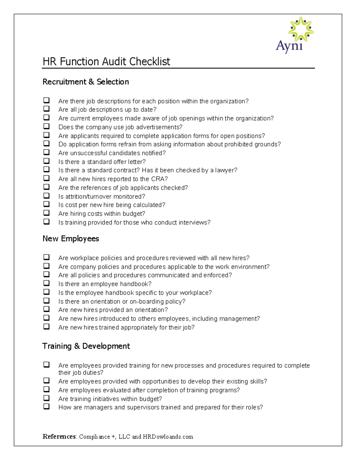 255112918 HR Audit Checklist - HR Function Audit Checklist Recruitment ...