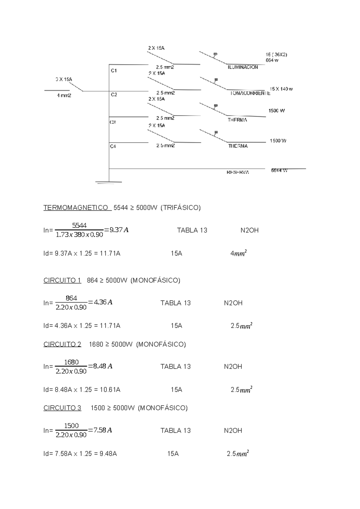 DIAGRAMA UNIFILAR - TERMOMAGNETICO 5544 ≥ 5000W (TRIFÁSICO) In= 5544 1 ...