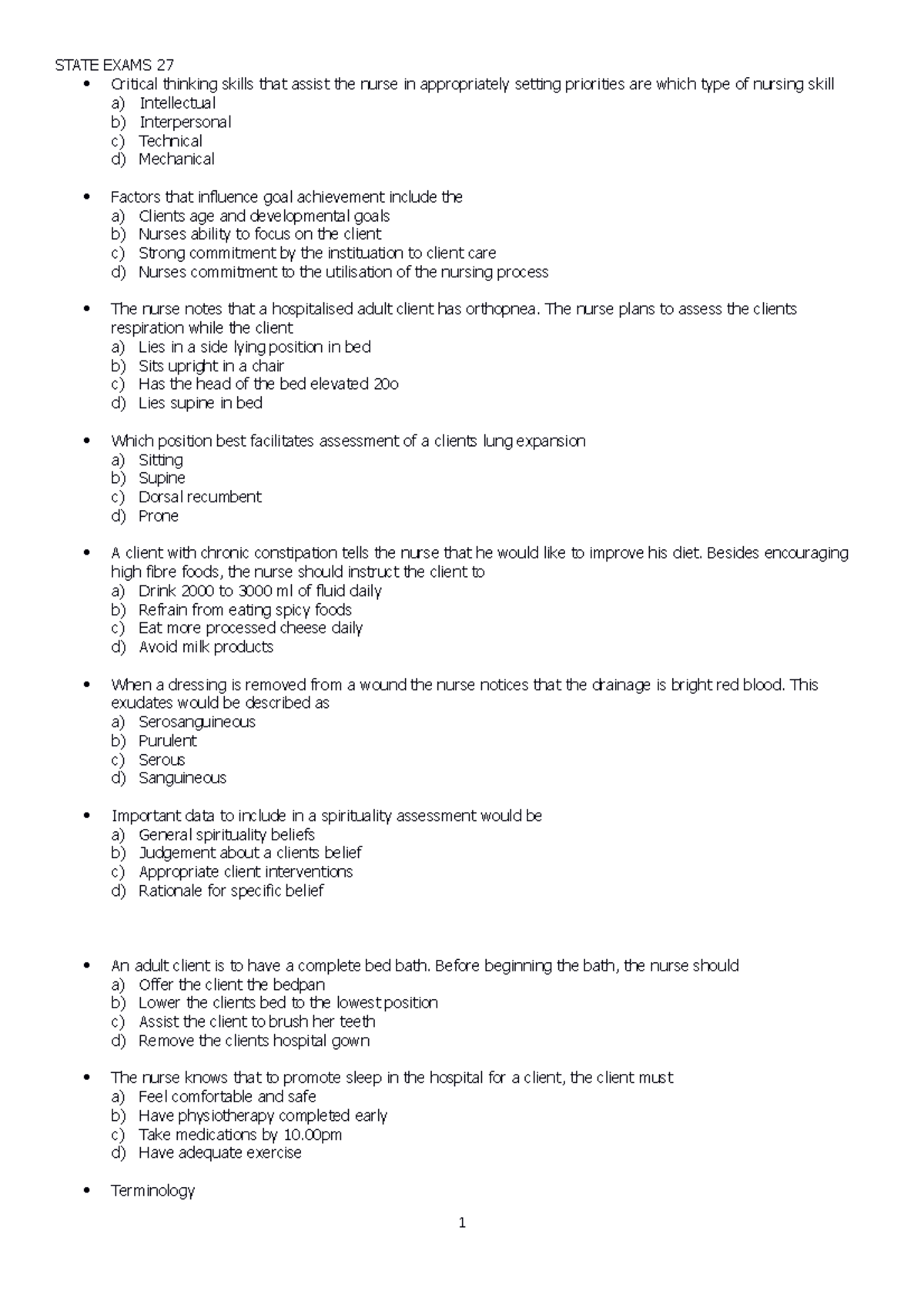 State Exams 27 - Practise Exam - STATE EXAMS 27 Critical Thinking ...