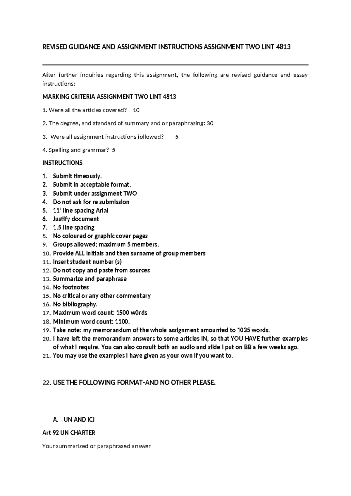 Revised Guidance AND Assignment Instructions Assignment TWO LINT 4813 ...