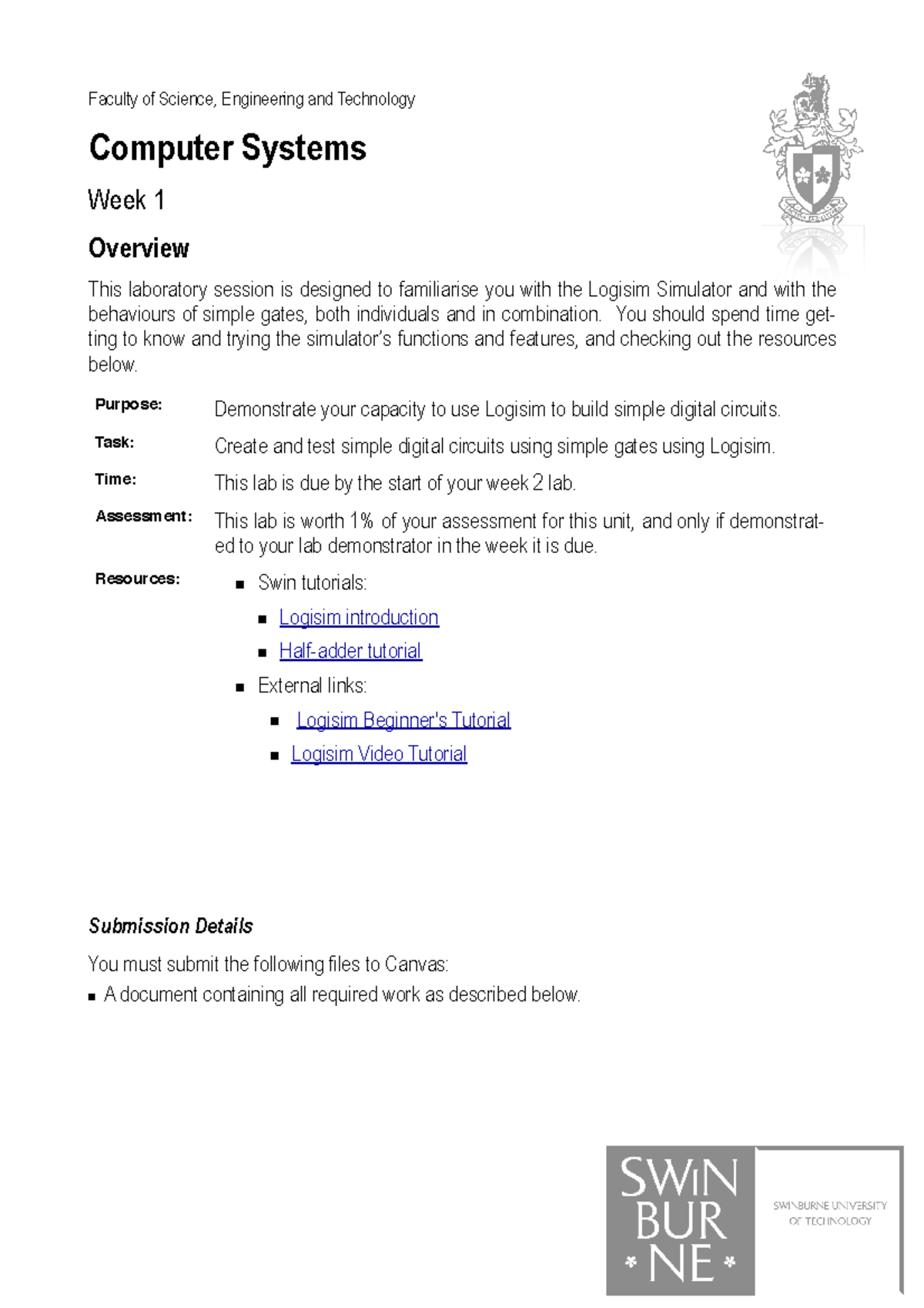 COS10004 - Week 1 Lab - Faculty of Science, Engineering and Technology ...