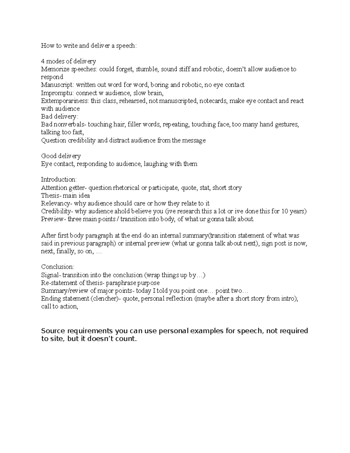 Speech Introductory Notes - How to write and deliver a speech: 4 modes ...
