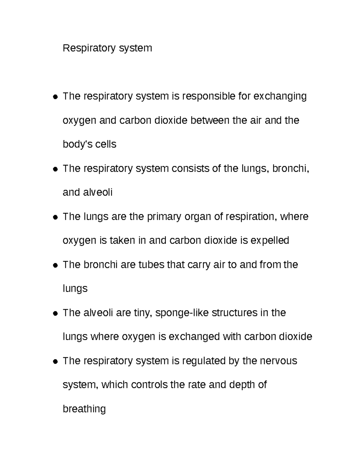 Respiratory system - Google Docs - Respiratory system The respiratory ...