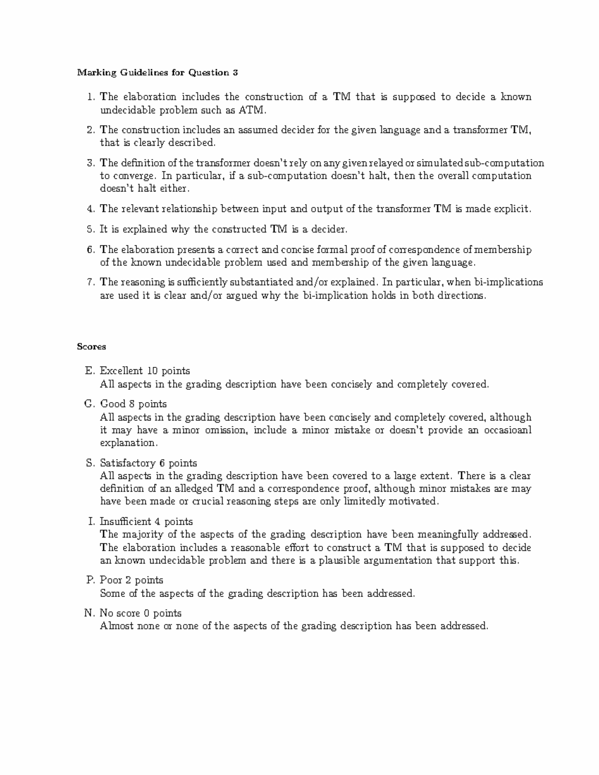 2it90 2023 marking guidelines 3 Marking Guidelines for Question 3 The