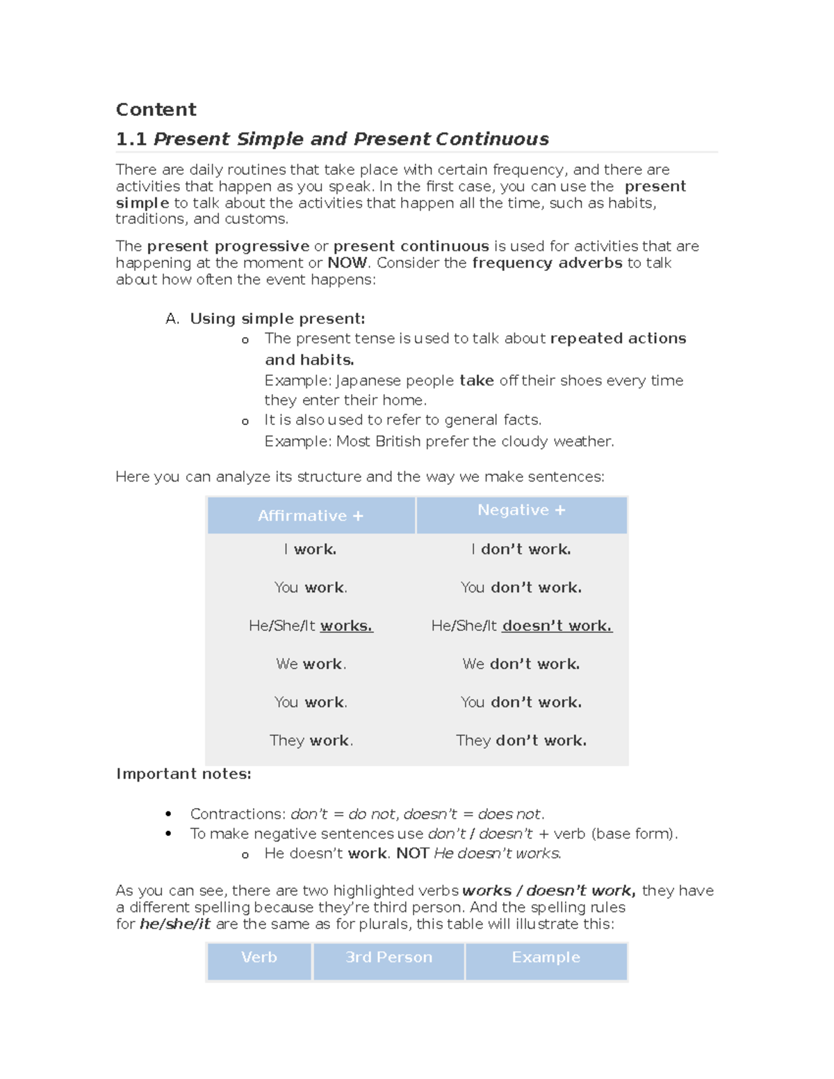 Tema 1 ingles basico de ingles en ingles - Content 1 Present Simple and ...