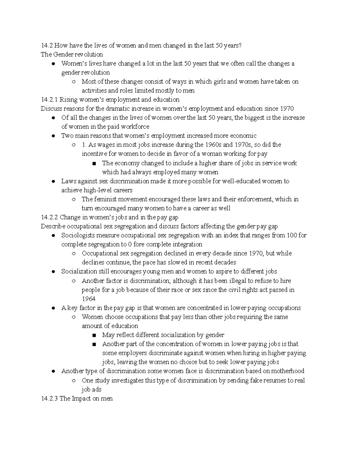 Chapter 14 section 2 - 14 How have the lives of women and men changed ...