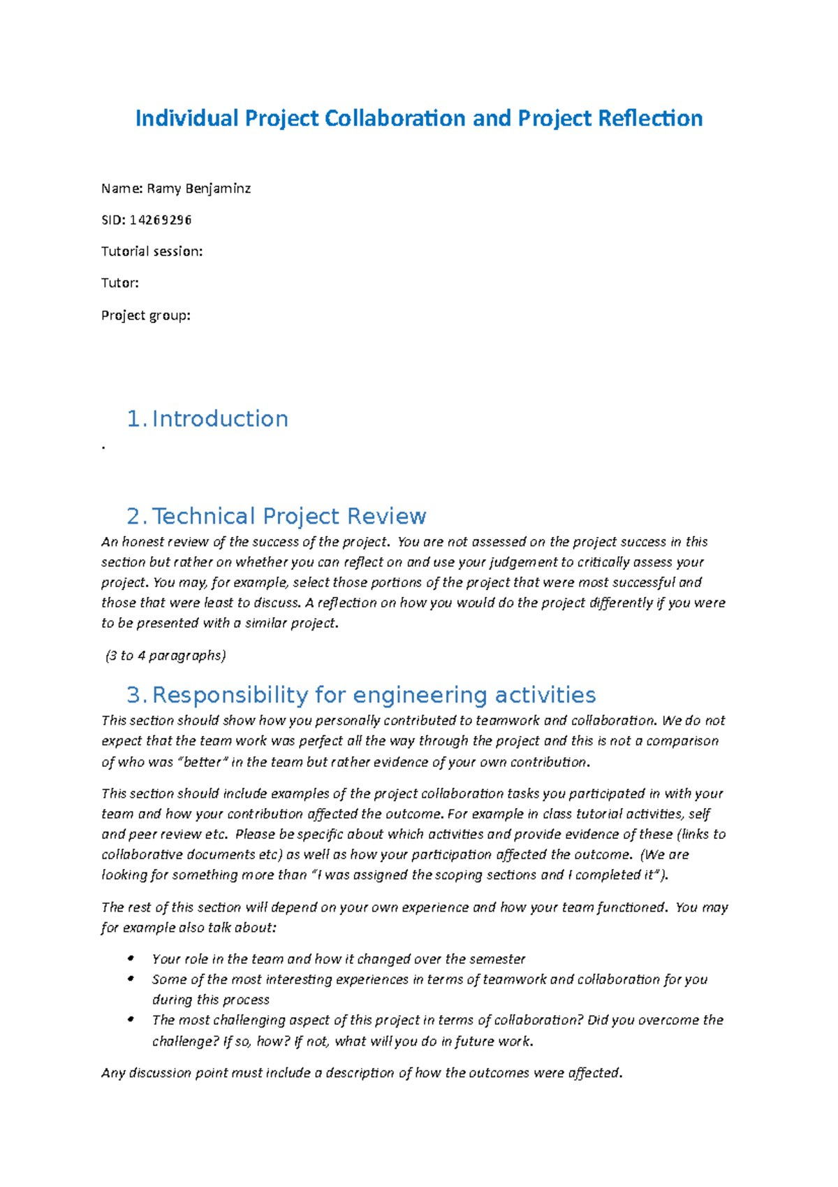 Project review - this is good material which can be used - Individual ...