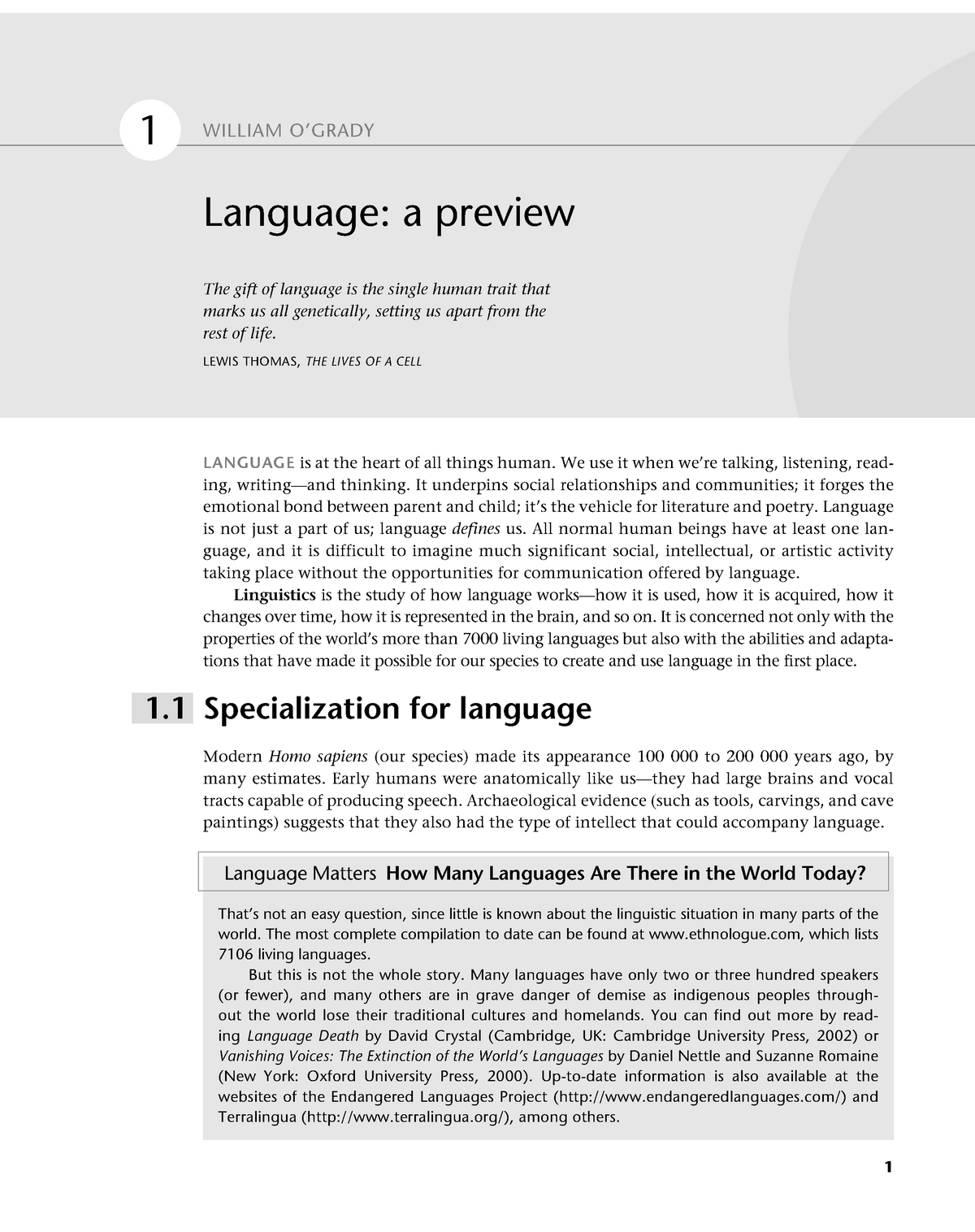 Chapter 01 - Introduction To Linguistics Ch.1 - 1 LANGUAGE Is At The ...