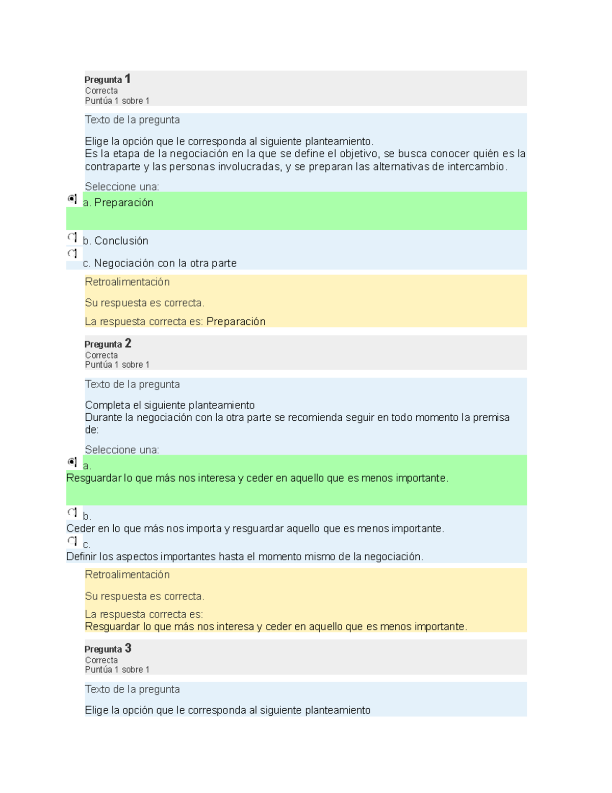 Cuestionario Negociación Y Manejo Efectivo De Conflictos - Pregunta 1 ...