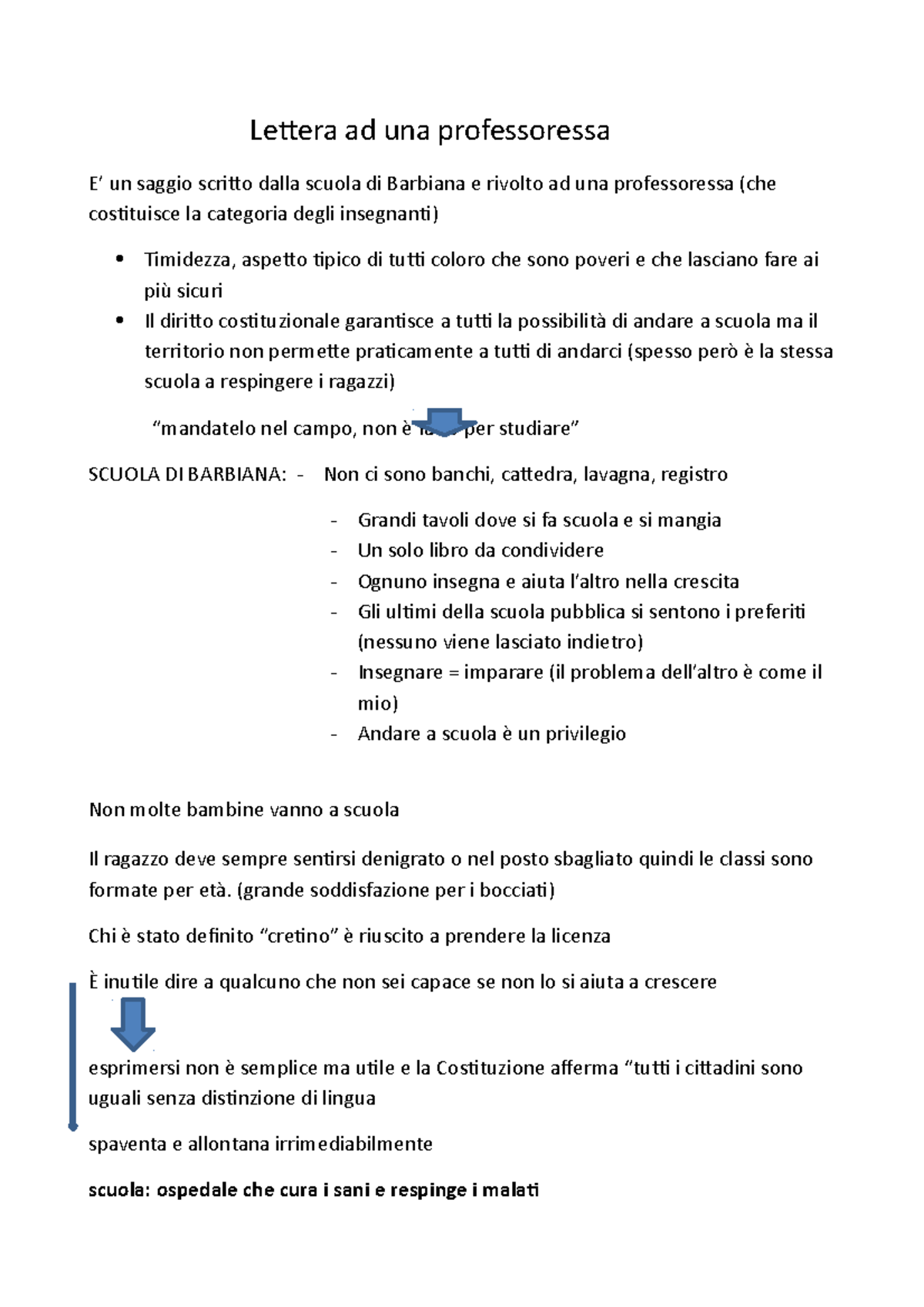 una lettera a una professoressa