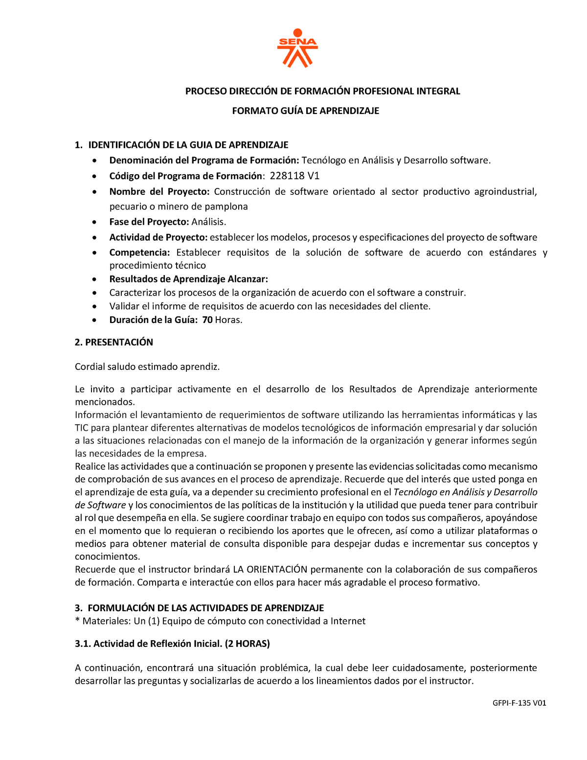 GUIA DE Aprendizaje Requisitos Solucion DE Software 1 - PROCESO DIRECCI ...