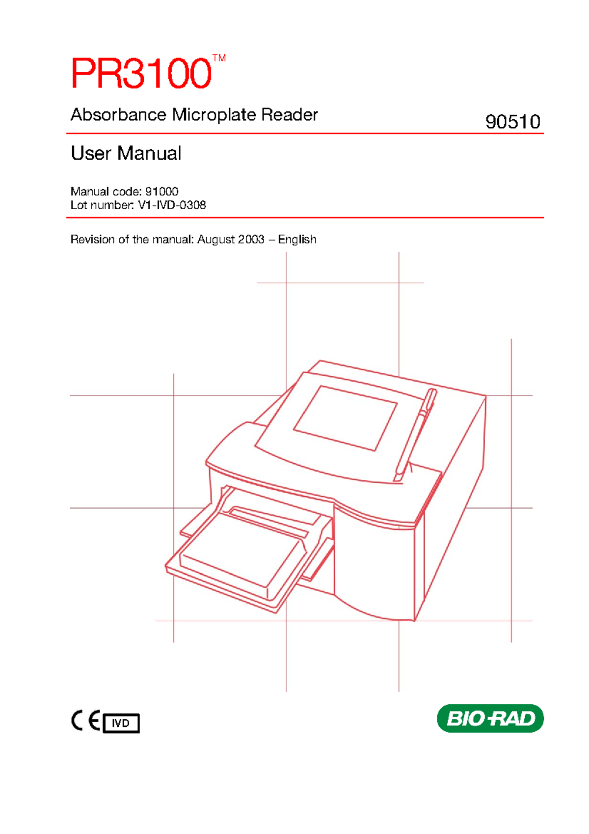 PR3100 User Manual English V1 PR Absorbance Microplate Reader 90510