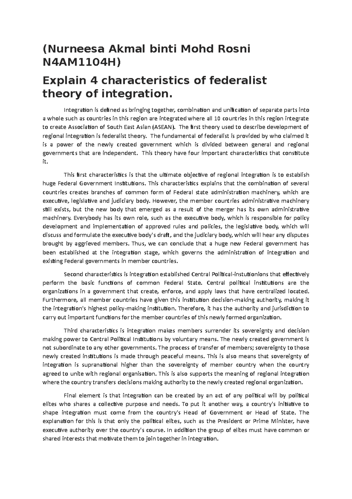 explain-4-characteristics-of-federalist-theory-of-integration