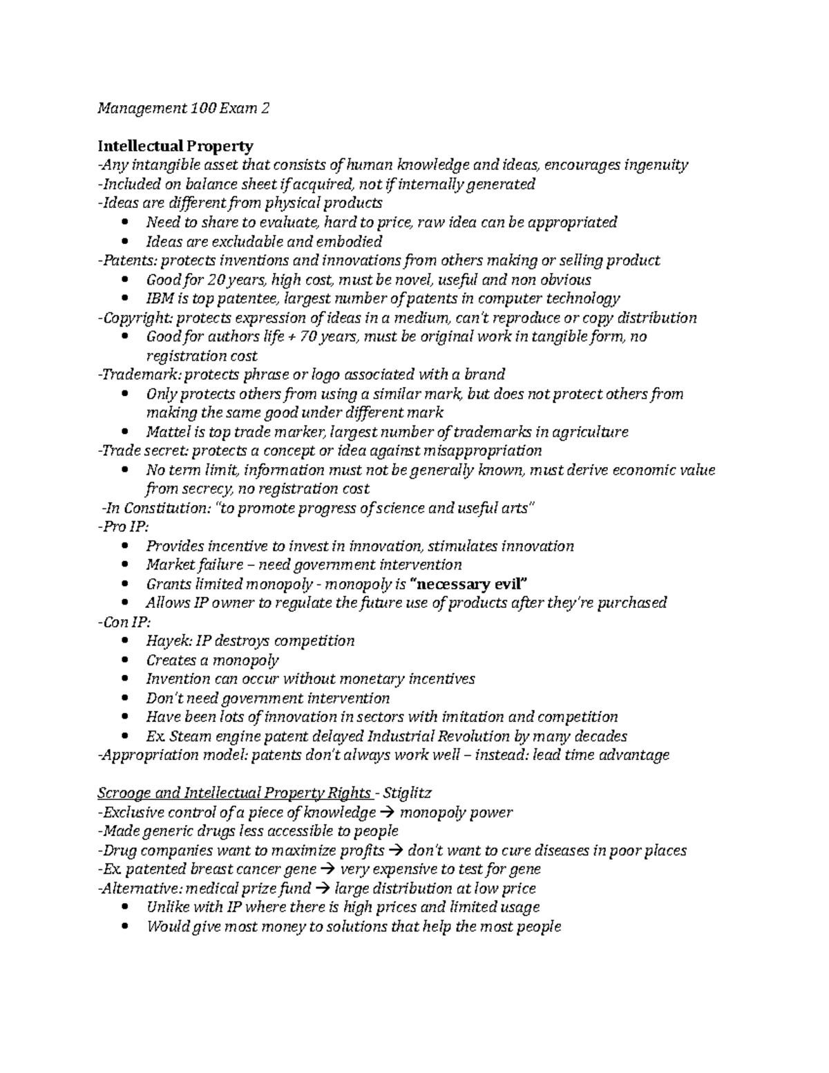 MGT 100 Exam 2 - MGT 100 With Kiousis Review Guide For Second Exam ...