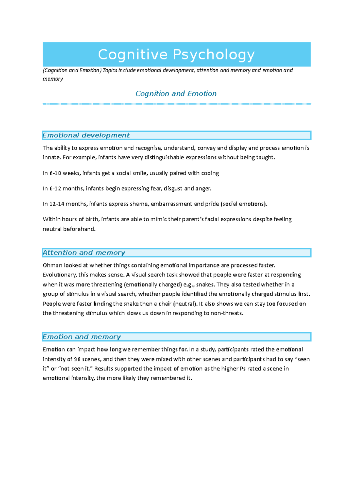 cognitive psychology term paper topics