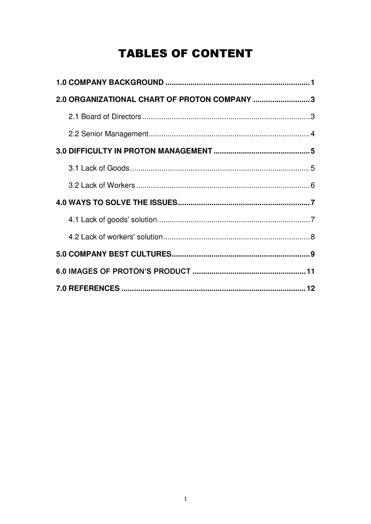 Group 7 BBM 6113 (PPOM) - TABLES OF CONTENT 1 COMPANY BACKGROUND 2 ...