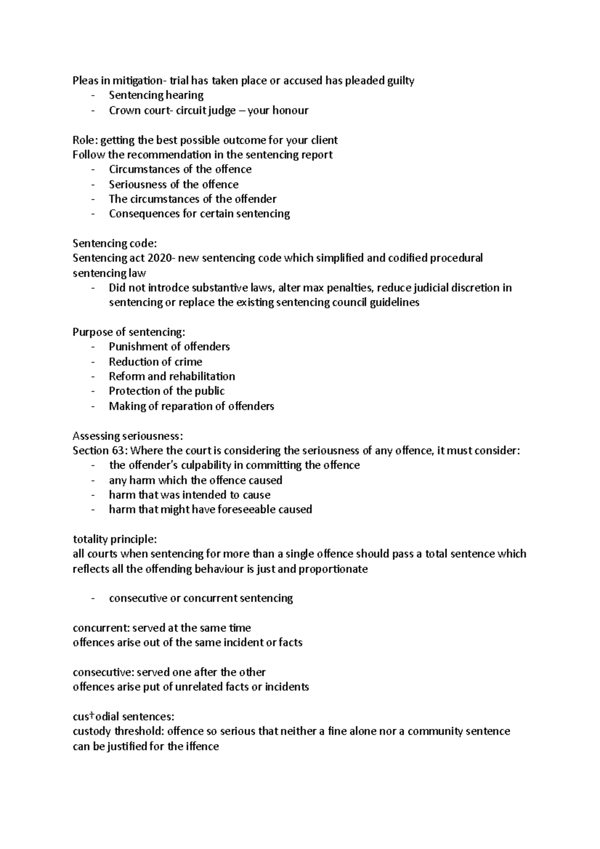 Pleas in mitigation - compensation) sentencing guidelines: section 59 ...