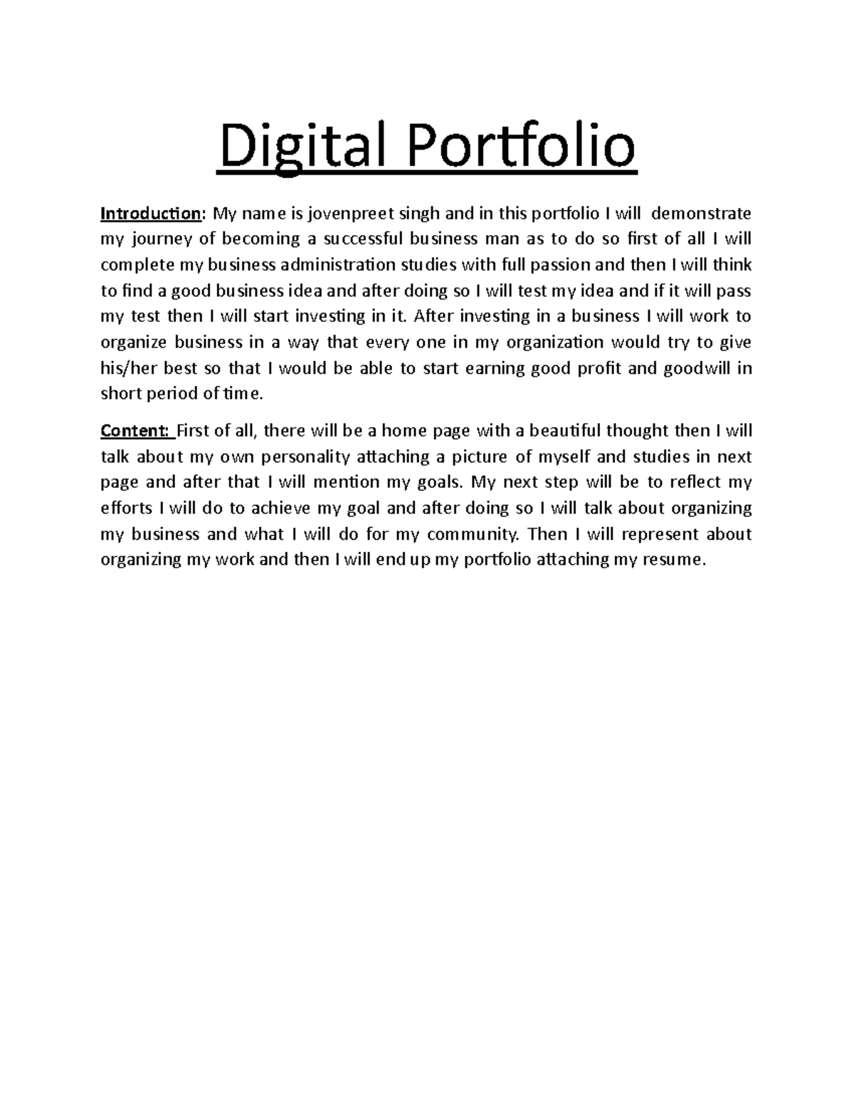 Digital Portfolio - outstanding - Digital Portfolio Introduction: My ...