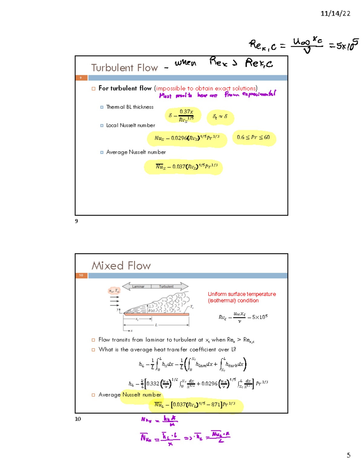 Pt3 Lecture 21 External Flow Part 3 - 11/14/ 5 Turbulent Flow ̈ For ...