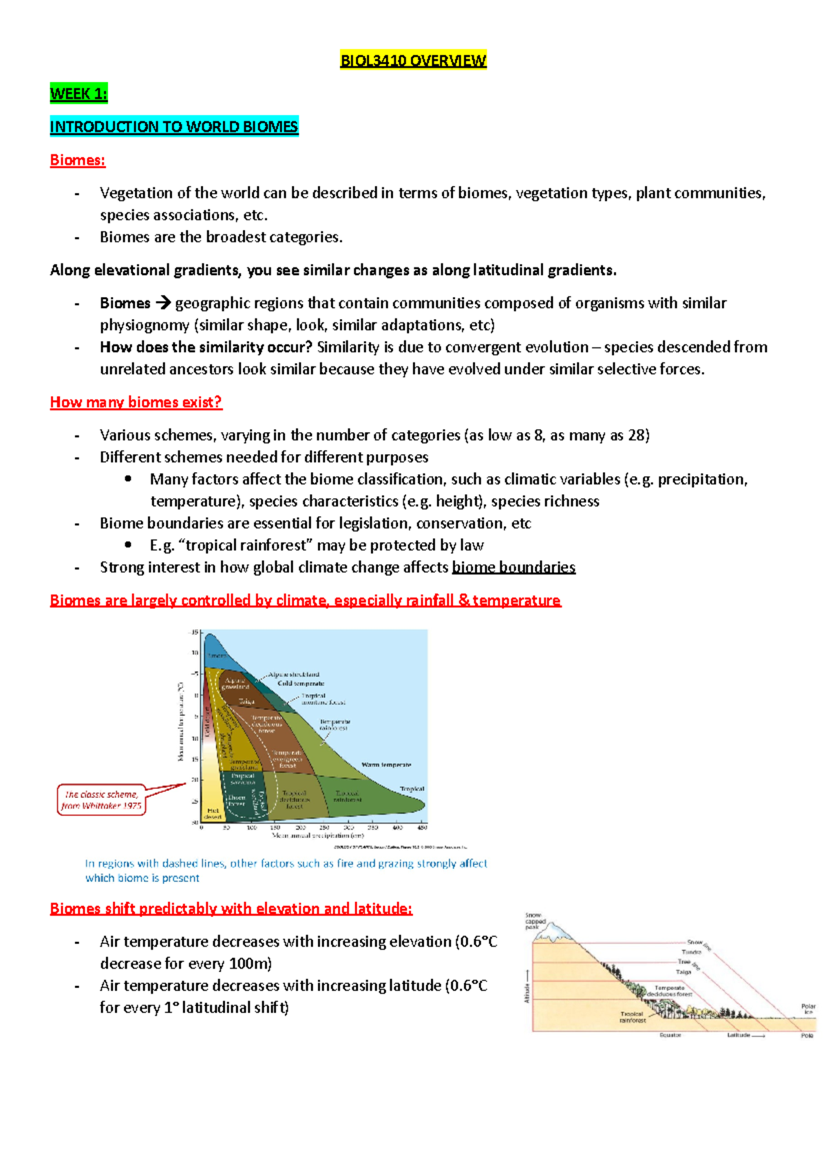 BIOL 3410 Overview - Lecture Notes - BIOL3410 OVERVIEW WEEK 1 ...