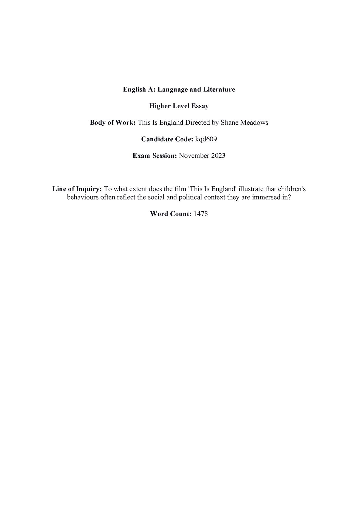 english language and literature higher level essay