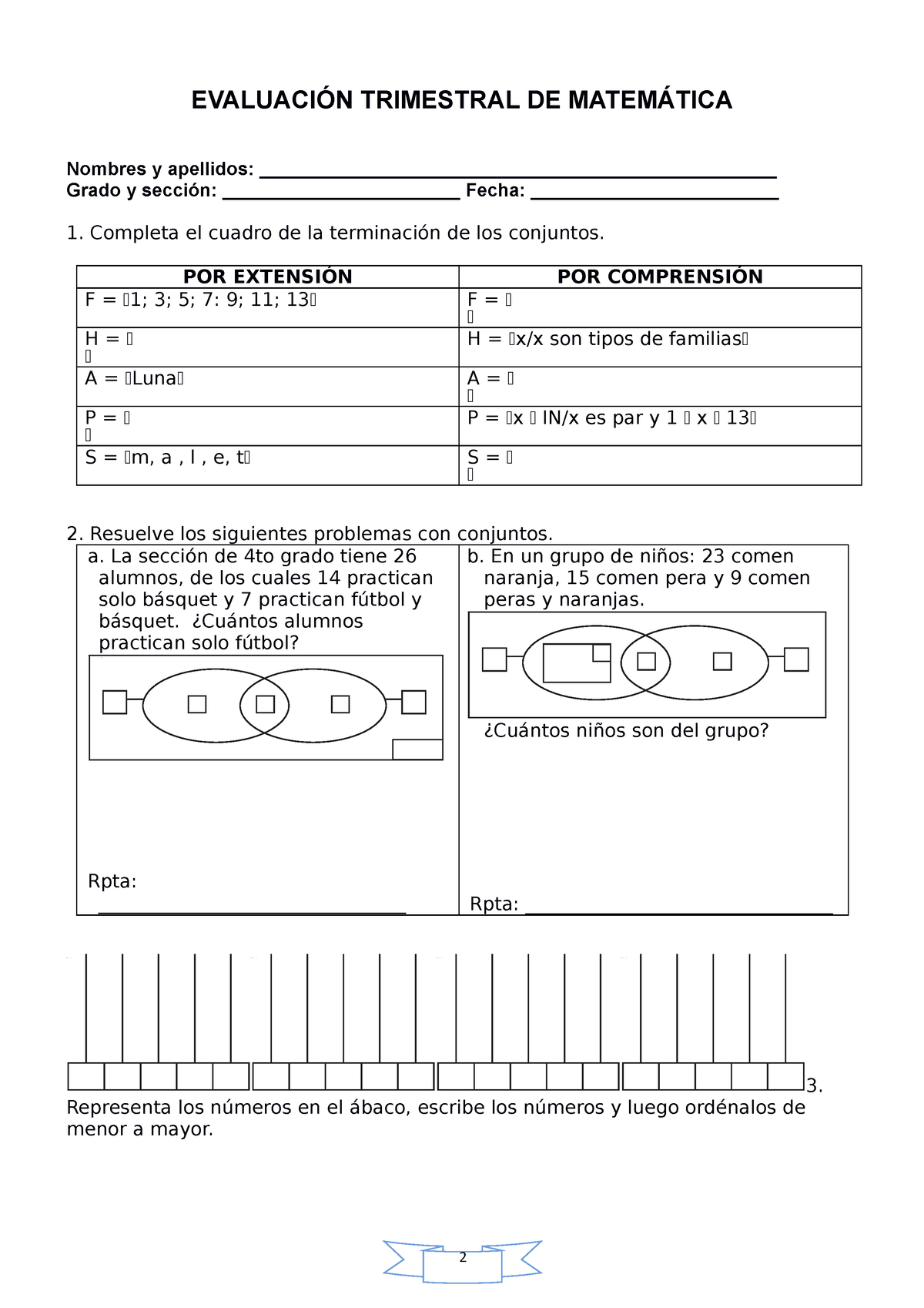 Evaluación Trimestral - 4° - EVALUACIÓN TRIMESTRAL DE MATEMÁTICA ...