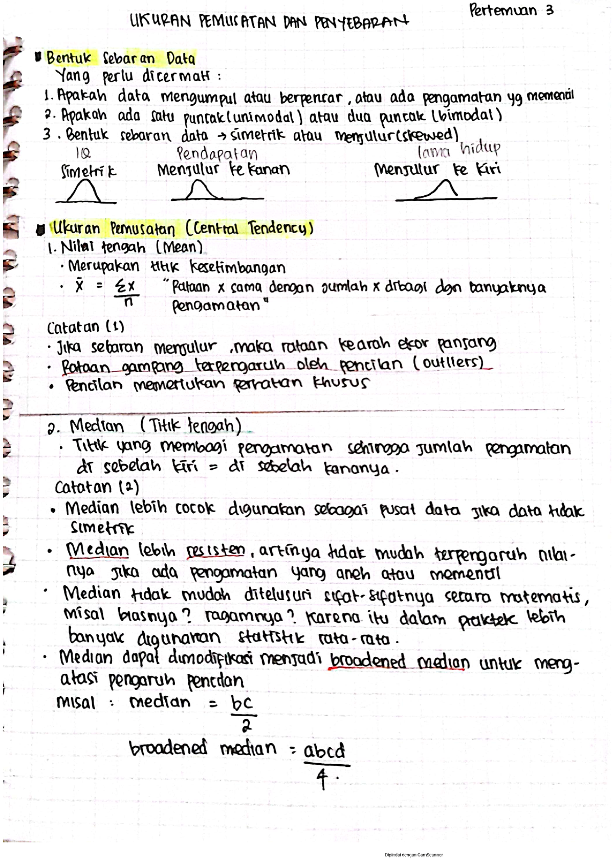 Ukuran Pemusatan Dan Penyebaran Data - Metode Statistika - Studocu