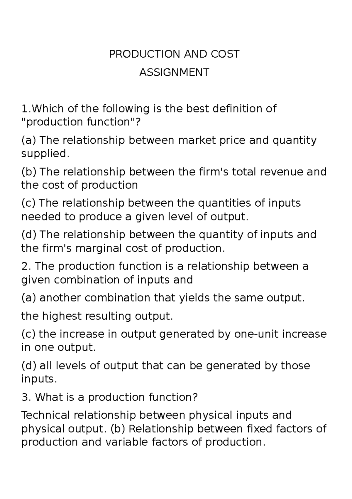 Production AND COST - short notes for economics law chapter 5 business ...