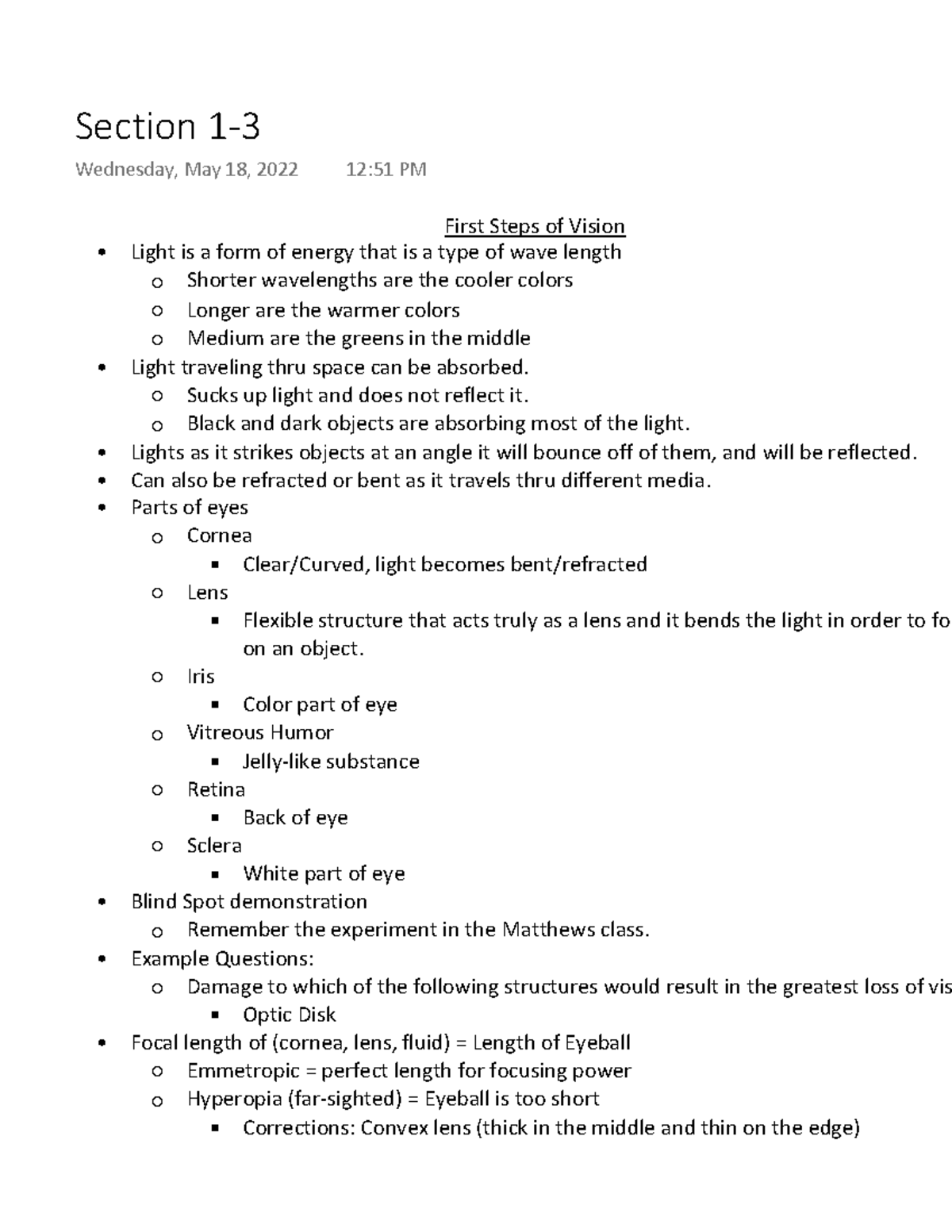 section-1-3-notes-first-steps-of-vision-light-is-a-form-of-energy