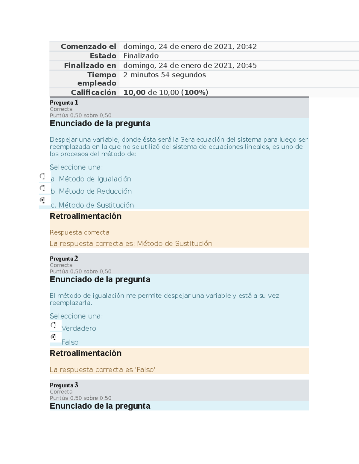 Cuestionario Retroalimentacion 3 - Comenzado El Domingo, 24 De Enero De ...