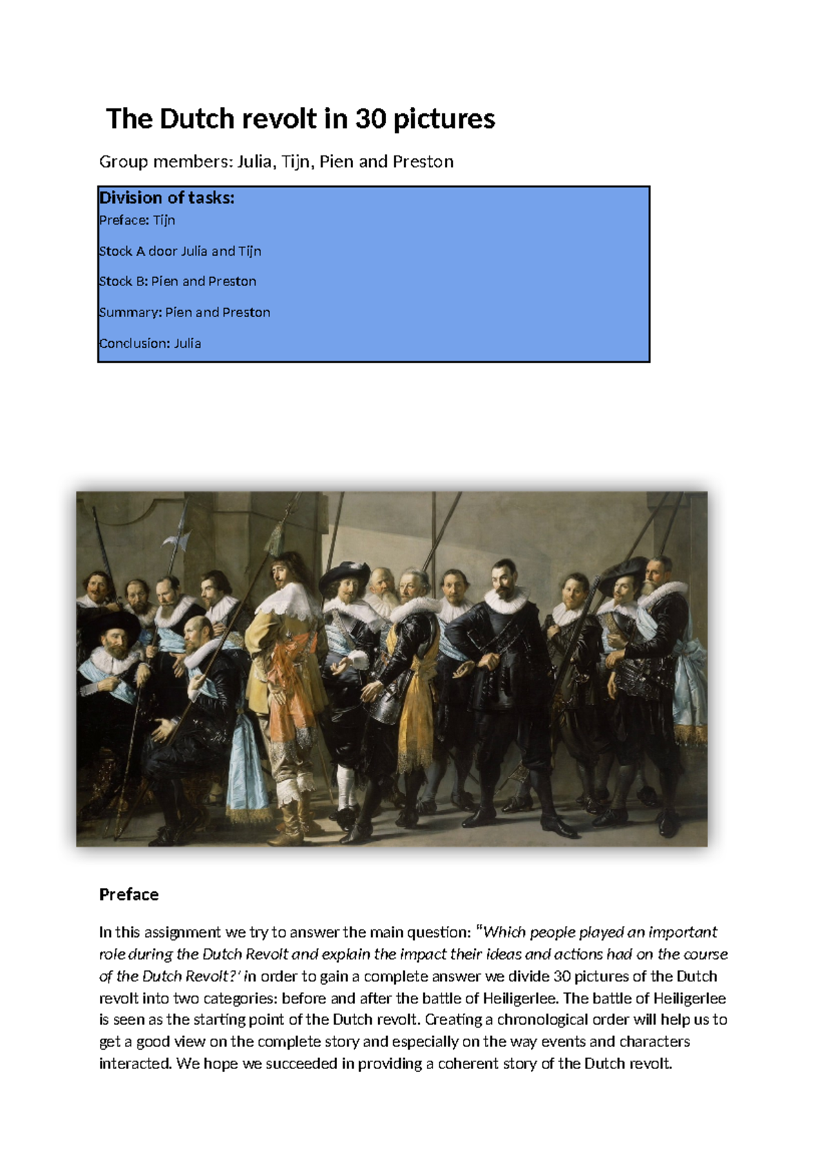 History assignment dutch revolt - The Dutch revolt in 30 pictures Group ...