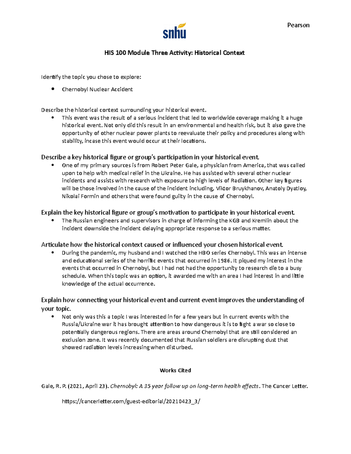 HIS 100 Module 3-1 Activity- Examining Historical Contextons- Christina ...