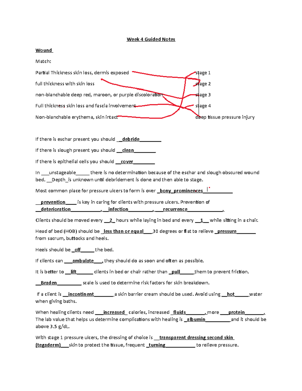 Week 4 guided notes with answers - Week 4 Guided Notes Wound Match ...