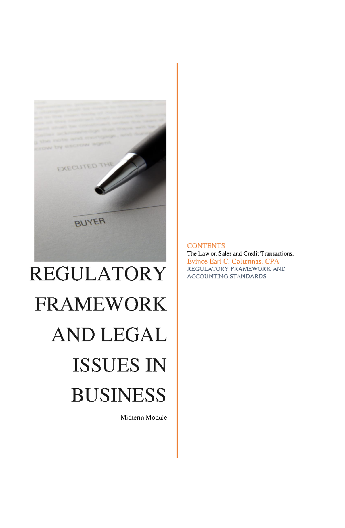 Regulatory Framework And Legal Issues In Business Module Midterms ...