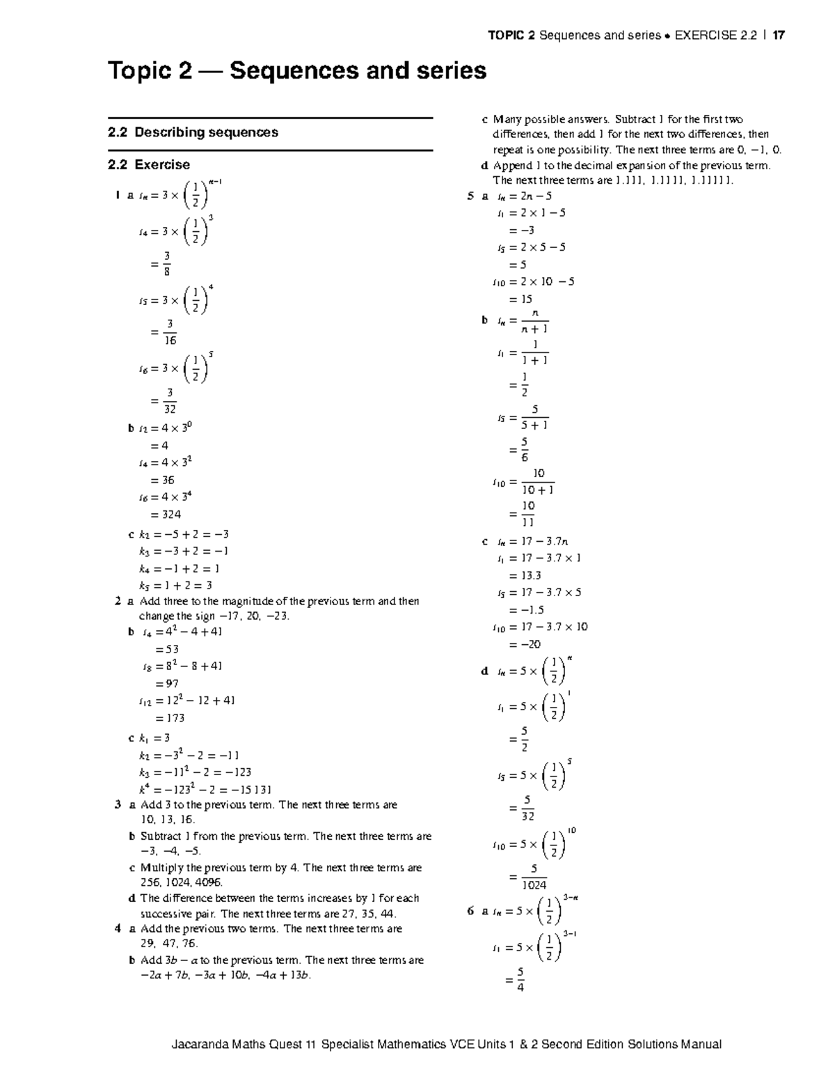 Sol-0920 - Sequences and Series Exercises - Topic 2 — Sequences and ...