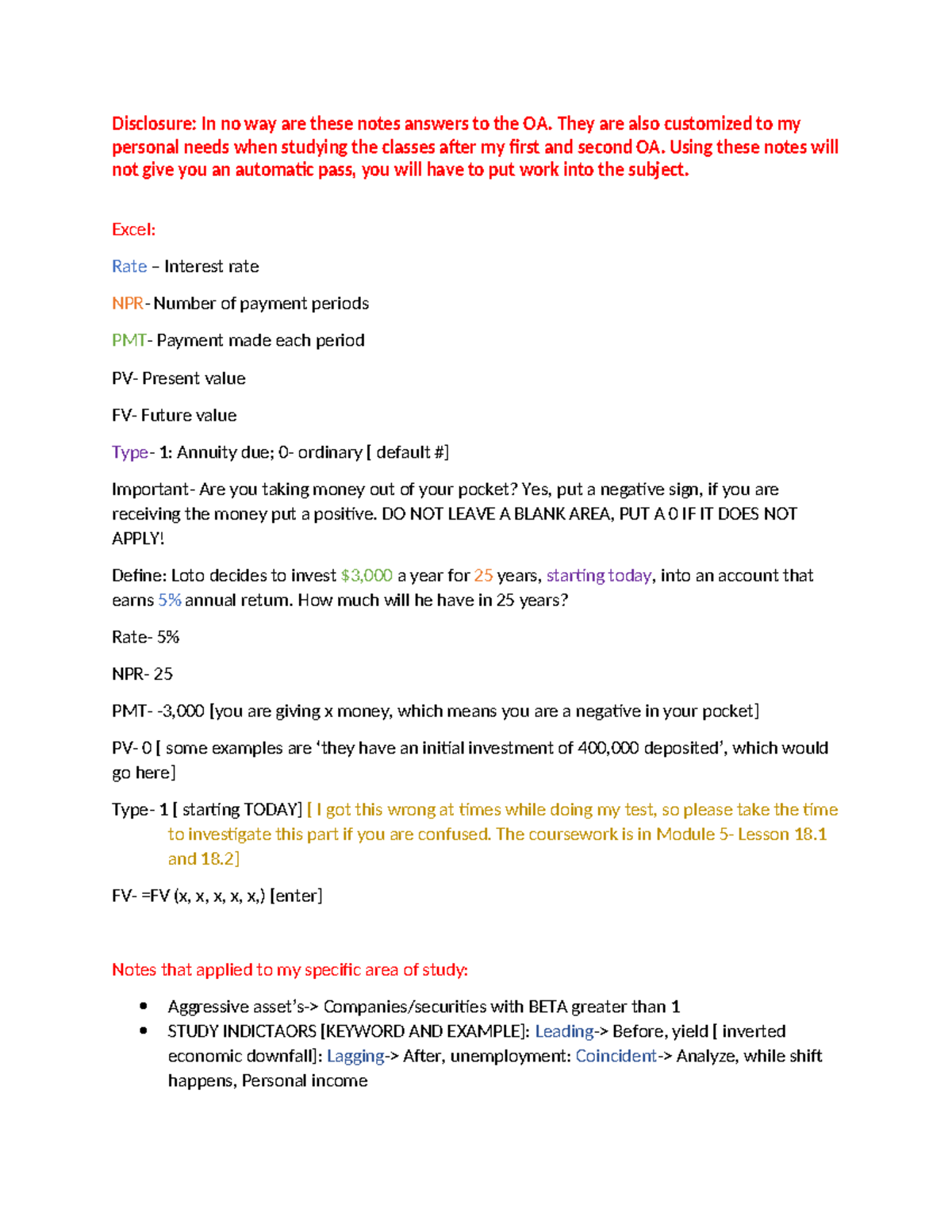 D076 - Finance Skills for Managers - Notes - Disclosure: In no way are ...